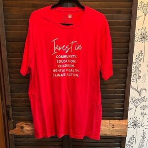 Red Women's Short Sleeve Tee with Inspiring Print